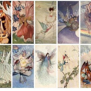 Printable Vintage Fairies Digital Collage Sheet, Fairy 1x2 Inch Domino ...