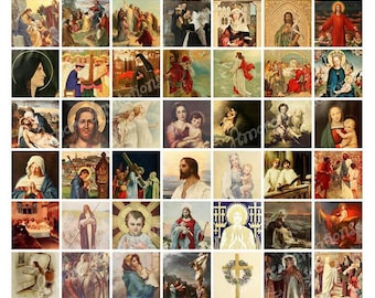 Printable Vintage Christian Art: Religious Image Collage Sheet (Digital Download)