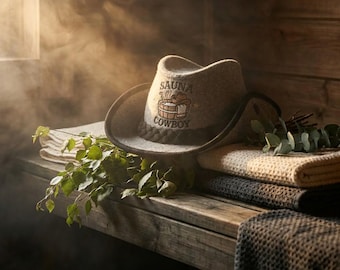 Cappello da sauna da cowboy in 100% lana – Realizzato a mano, protezione termica per uomo