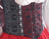 DDNJ Reversible Underbust Corset Style Bodice Renaissance Plus Custom Made ANY Size Gothic Vampire Gypsy Skull Halloween Cosplay Costume