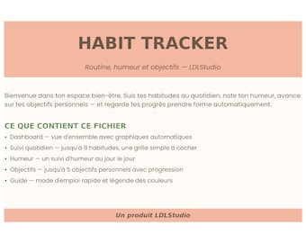 Habit Tracker Google Sheets, Wellness Routine Habit Tracker, Mood and Goal Tracker, Excel