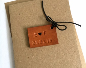 cute handmade greeting cards for husband,anniversary gifts for him GC37 leather anniversary card Custom name 3rd anniversary cards for her