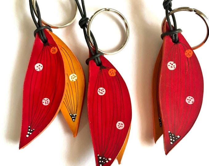 Autumn Leaves, Leather Key Ring, Key Fob, Handmade Keychain - Etsy UK