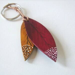 Autumn Leaves Leather Key Ring Key Fob Handmade Keychain - Etsy UK