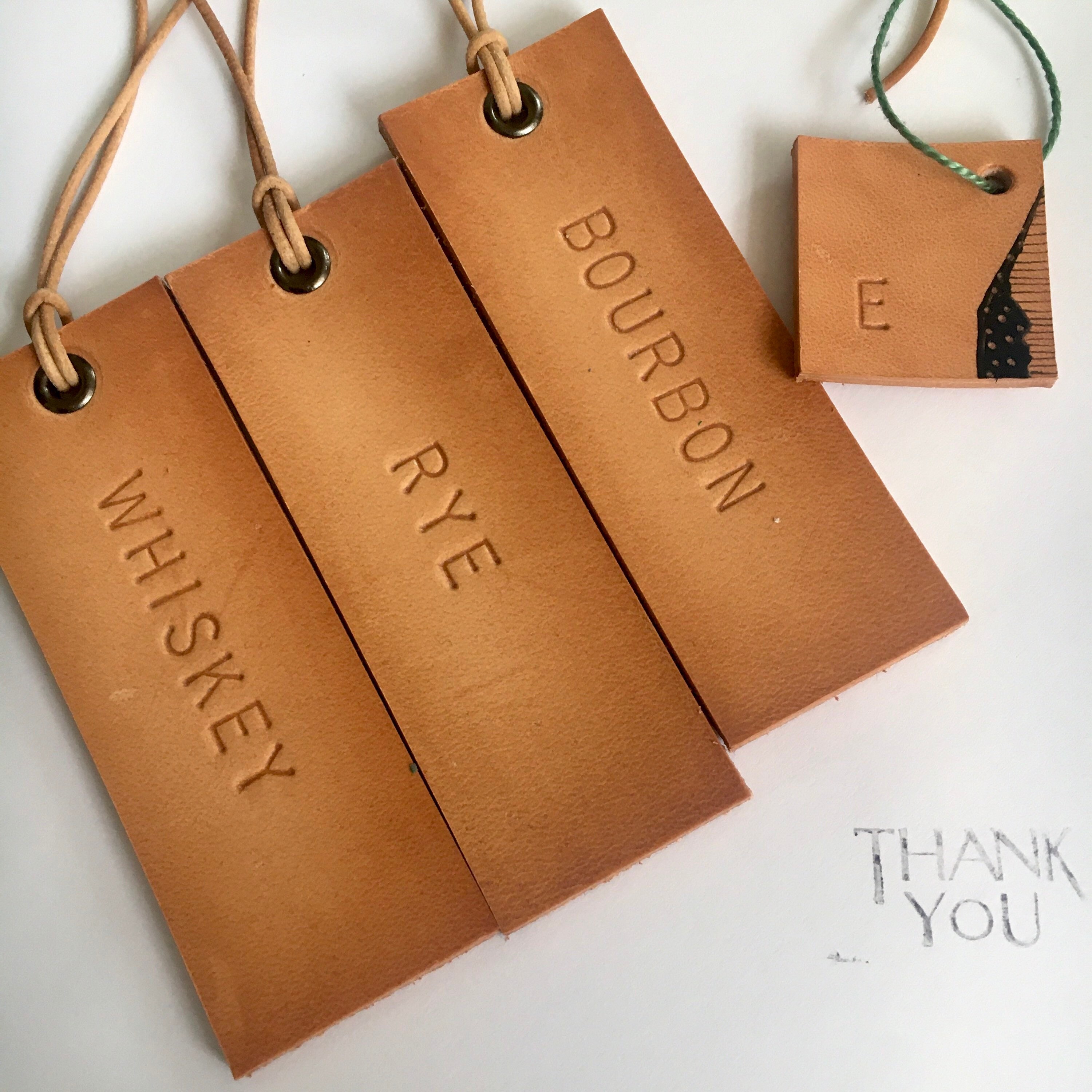 Set of 3 Decanter Tags Hand Stamped Leather Tags Gift for Etsy UK