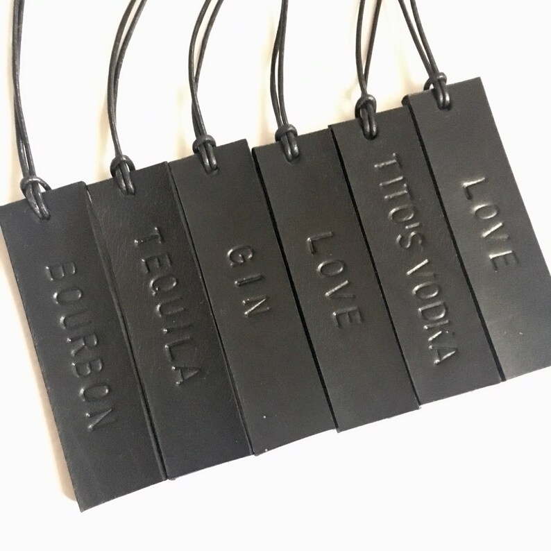 Set of 6 SMALL Black Decanter Tags Personalised Wine Bottle Etsy