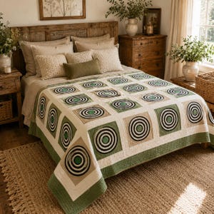 Geometric Circle Quilt Pattern, Modern Patchwork Beginner Tutorial (PDF Download)