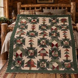 Christmas Sampler Quilt Pattern PDF, Holiday Tree Patchwork Quilt, Festive Scrap Quilt, Christmas Sewing Digital Download