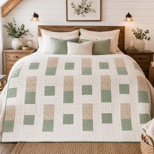Modern Geometric Quilt Pattern PDF, Beginner Quilt Pattern, Throw Quilt Tutorial, Modern Patchwork Quilt, Instant Download
