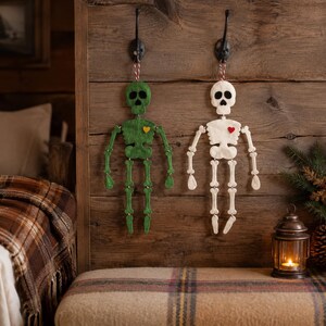 Halloween Skeleton Ornament Sewing Pattern PDF, Felt Skeleton Decoration, Jointed Skeleton Template, Spooky Hanging Decor, Digital Download