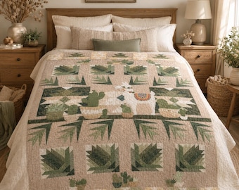 Southwest Llama Cactus Quilt Pattern PDF, Modern Patchwork Tutorial (Instant Download)