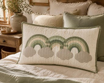 Naaipatroon gewatteerd kussen regenboog, kussen appliqué (pdf-download)