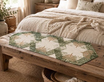 Quiltpatroon Chanoeka-tafelloper, Davidster zeshoekontwerp (pdf-download)