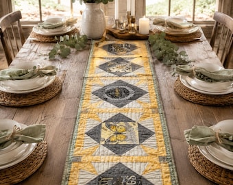 Patchwork quiltpatroon tafelloper, boerderijruitenblokken (pdf-download)