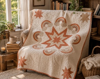 Quiltpatroon regenboogster-medaillon, modern babypatchwork (pdf-download)