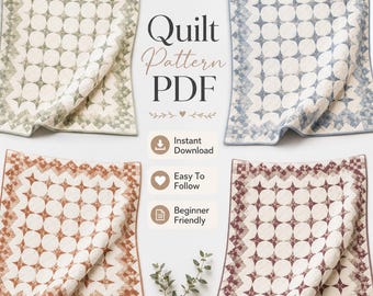 Sinaasappelschil quiltpatroon pdf, moderne patchwork bedquilt tutorial (directe download)