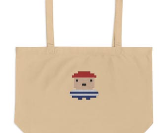Quartermaster - Large Tote Bag - Pixel Art Pirate (Embroidered)