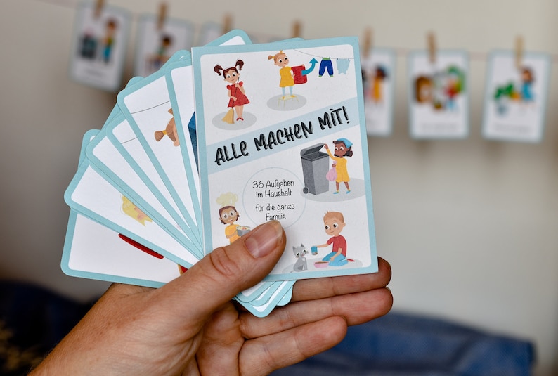 Alle machen mit: Wochenplan-Karten für die ganze Familie. Haushaltsplan Kartenset mit Bildern für Kinder image 1