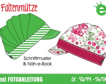 GERMAN instructions Pleated cap: e-book and sewing pattern // pdf instant download //  sizes 42/44-56/58 cm