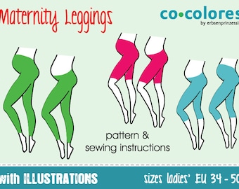 Maternity patterns: leggings EU ladies sz 34–50| pattern sewing instructions | pdf instant download projector | ENGLISH tutorial | leggins