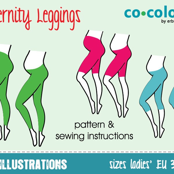 Maternity patterns: leggings EU ladies sz 34–50| pattern sewing instructions | pdf instant download projector | ENGLISH tutorial | leggins