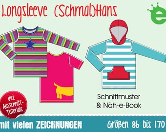 GERMAN instrucions: Longsleeve (Schmal)Hans Gr. 86–170 e-Book T-Shirt