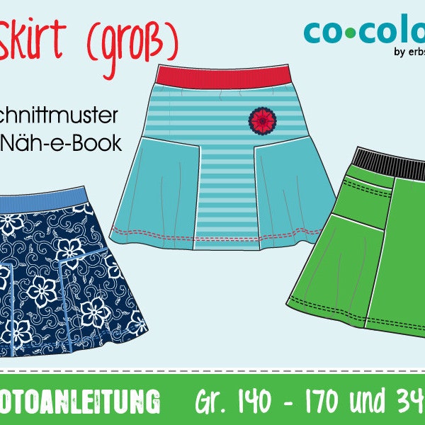 T-Skirt Jerseyrock • Gr 140–170 & 34–44 • Näh-eBook, Schnittmuster Rock für Teens und Damen • Nähanleitung sportlicher Rock aus Jersey