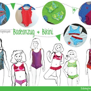 Badeanzug und Bikini Mädchen Gr. 98-158 Näh-e-Book und Schnittmuster DEUTSCH Sofort-Download Bademode Kinder Badesachen Schwimmanzug Bild 2