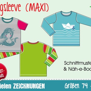 GERMAN instructions Longsleeve (MAXI) Gr. 74-170 Schnitt & Näh-e-Book