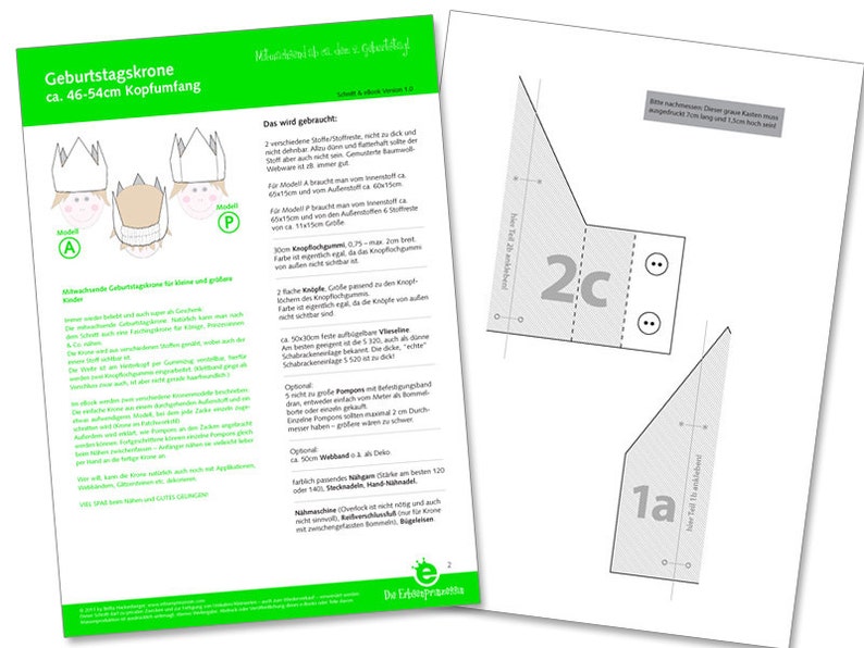 Nähanleitung & Schnitt: Krone / Faschingskrone / Geburtstagskrone für Kinder nähen // pdf Sofortdownload Verkleiden Geburtstag Karneval Bild 4