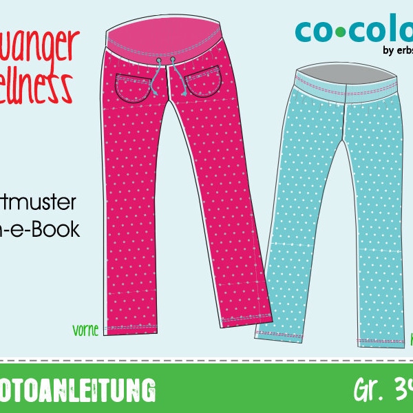 Schwanger *Wellness, Gr. 34–50 • Näh-e-Book mit Schnittmuster || Schwangerschafts Hose Yogahose Jogginghose Wellnesshose Umstandskleidung