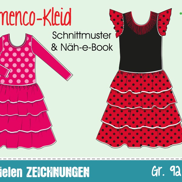 GERMAN instructions Flamenco-Kleid für Mädchen • Gr. 92-152 • Näh-e-Book DEUTSCH