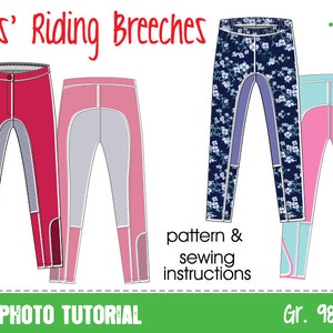 Riding pants for kids • EU sz 98–164 /3–14y •  sewing pattern pdf download projector • trousers children girls equestrian breeches leggings