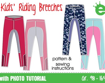 Riding pants for kids • EU sz 98–164 /3–14y •  sewing pattern pdf download projector • trousers children girls equestrian breeches leggings