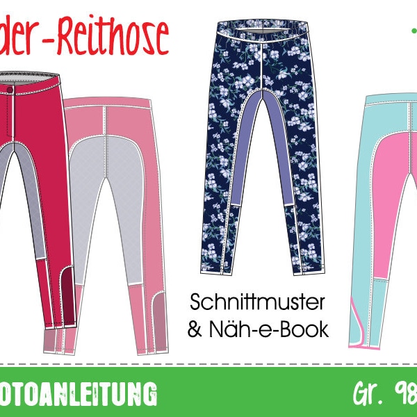 Kinder-Reithose • Gr. 98-164 • Näh-e-Book & Schnittmuster • Mädchen Leggings zum Reiten | Reithose Reiterleggings Besatz