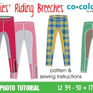 Riding pants for ladies • EU sizes 34–50 & petite 17–25 •  sewing pattern tutorial trousers women breeches leggings • pdf download projector