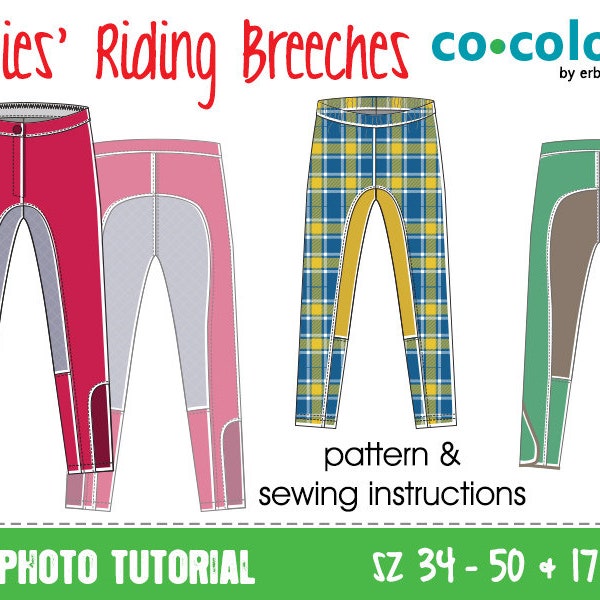 Riding pants for ladies • EU sizes 34–50 & petite 17–25 •  sewing pattern tutorial trousers women breeches leggings • pdf download projector