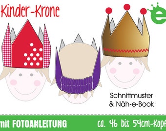 GERMAN instructions Sewing pattern and instructions: Crown for kids // carnival birthday// instant pdf download. princess prince kinq queen