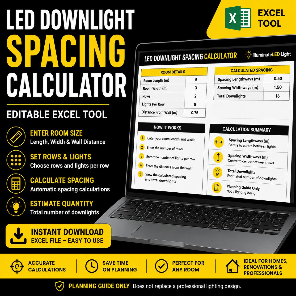 LED Downlight Spacing Calculator, Kitchen Spot Light Planner, Ceiling ...