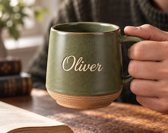 Personalized Ceramic Coffee Mugs For Daily Use, Custom Quote Mug For Coffee Lovers, Engraved Name Tea Mug, Bespoke Pottery Mug