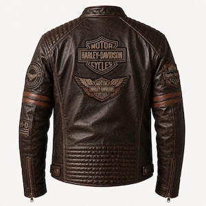 Brown Harley Davidson Leather Jacket - Etsy