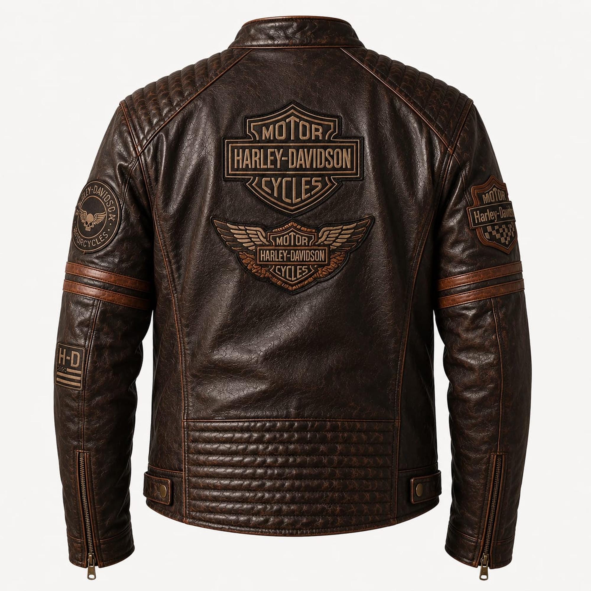 Harley Davidson Leather Jacket Brown - Etsy Canada