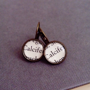 Recycled book pages Calcifer Howl&#39;s Moving Castle Earrings