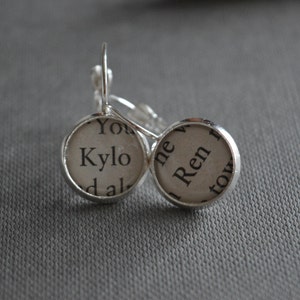 Recycled book pages Star Wars The Force Awakens Kylo Ren Earrings