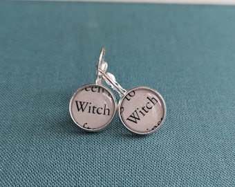 Recycled book pages Witch Earrings