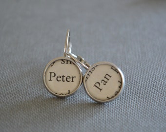 Recycled book pages Peter Pan Earrings