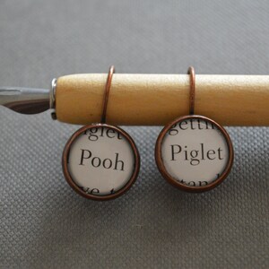 Recycled book pages Pooh and Piglet Winnie The Pooh Earrings