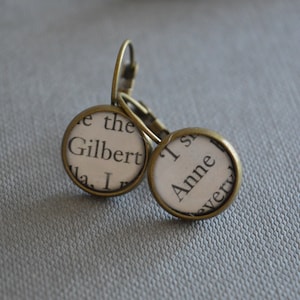 Recycled book pages Anne and Gilbert Anne of Green Gables Earrings