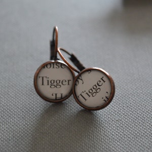 Recycled book pages Tigger Winnie the Pooh Earrings