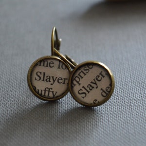 Recycled book pages Buffy the Vampire Slayer Earrings